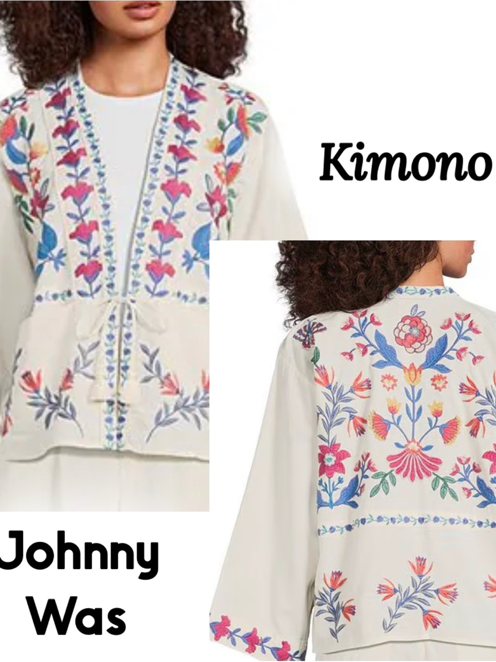 Johnny Was, X-Large, Kimono, Linen, Beautiful Embroidery, NWT!